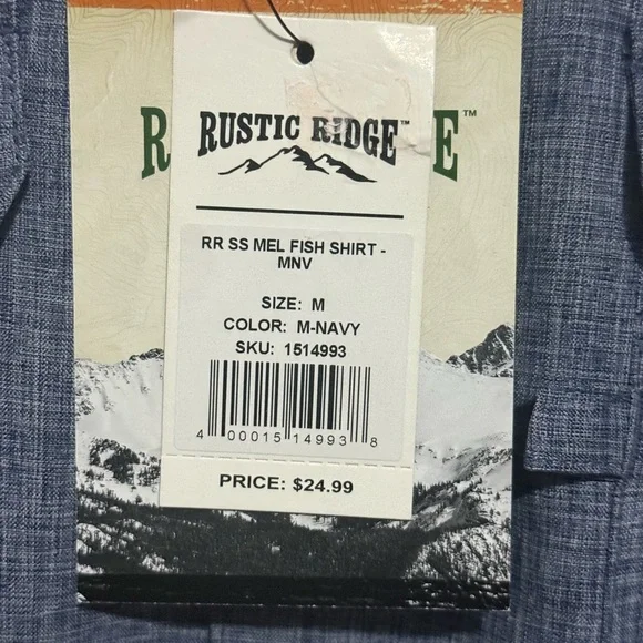 Rustic Ridge Men's Blue Casual Button Down Fishing Shirt NWT - Picture 4 of 4